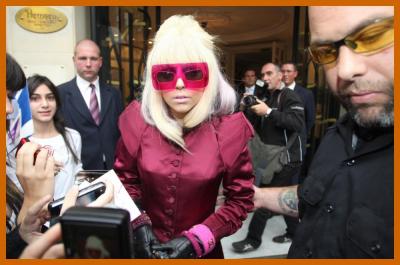 Lady GaGa's Colorful Virgin Megastore Appearance